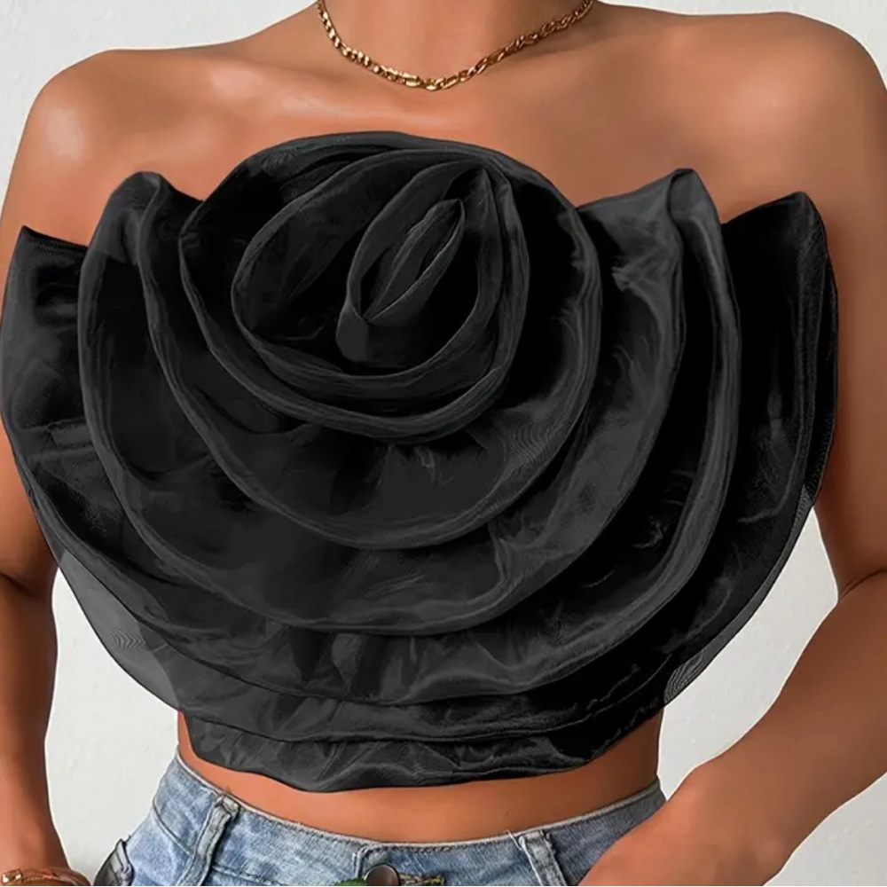 Organza type formal black top